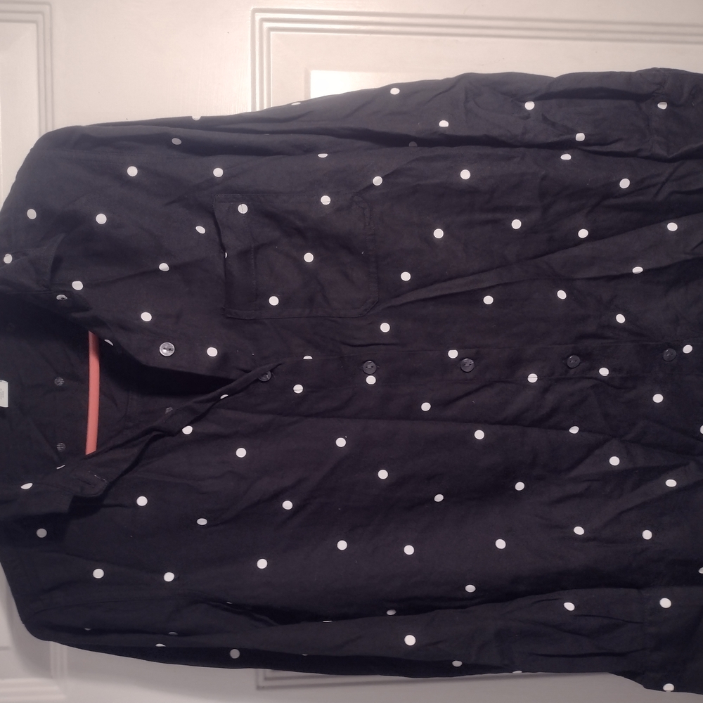 Black Polka Dot Button-Up Shirt